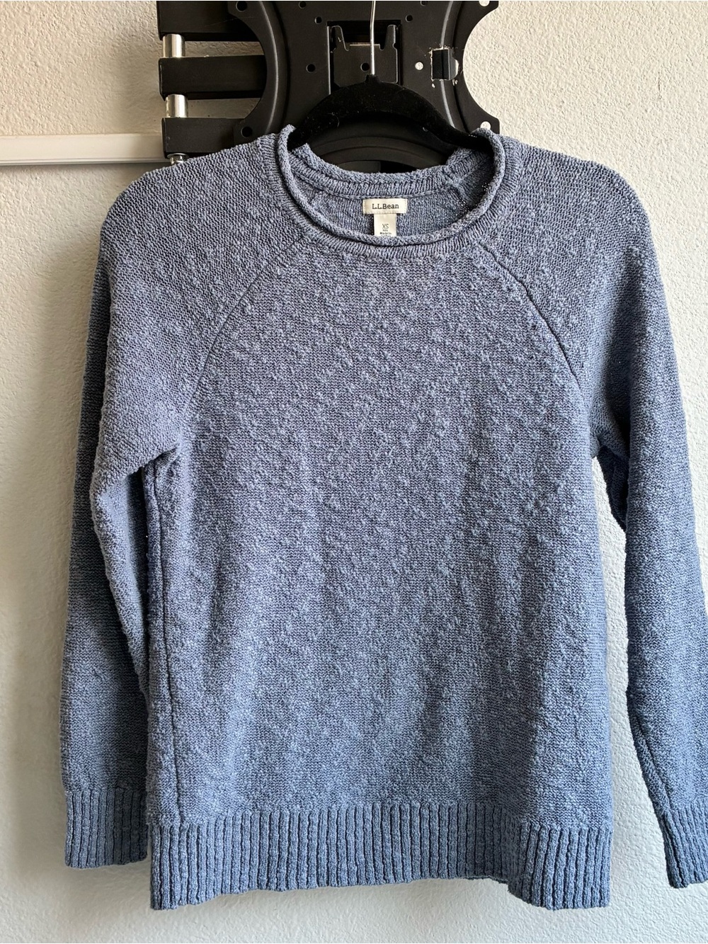 L.L. Bean Women's Light Blue Scoop Neck Textured Sweater